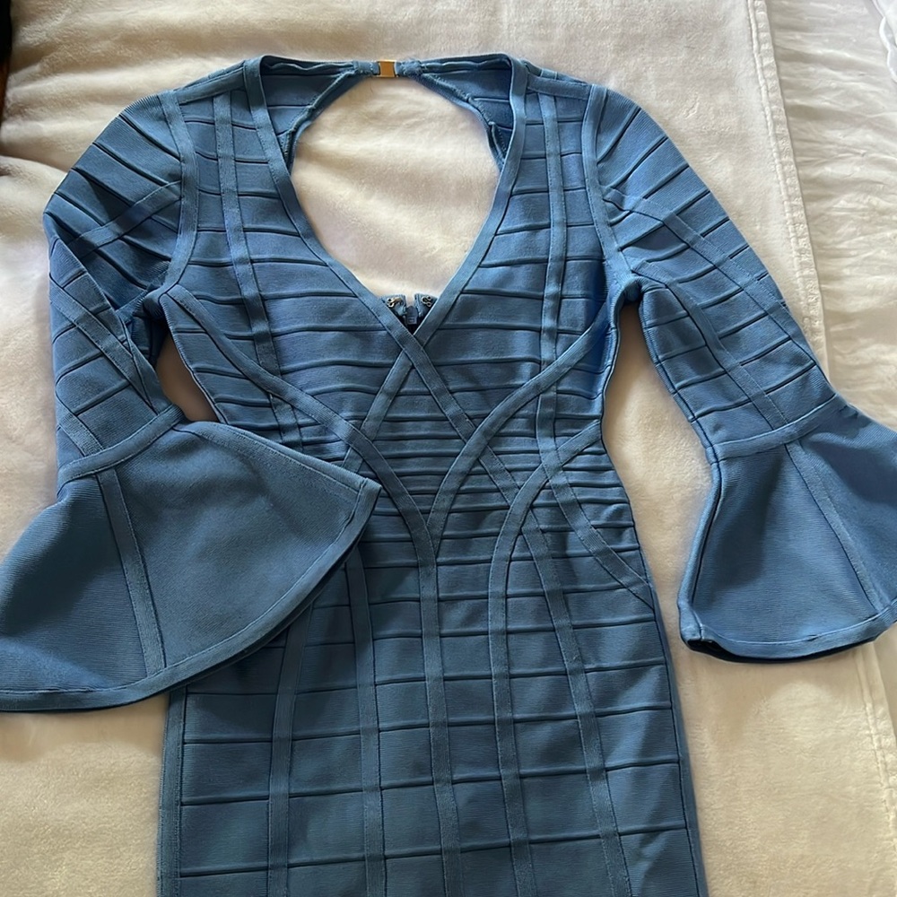 HERVE LEGER BLUE MIDI DRESS